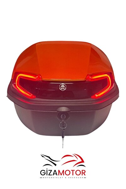 GİZA MOTOR Işıklı Sırt Dayamalı Motosiklet Çantası TURUNCU 33 Lt