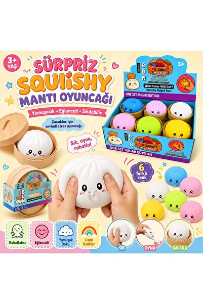 Hurbuy SÜRPRIZ BUN SQUISHY MANTI STRES OYUNCAĞI 6 RENK FİDGET