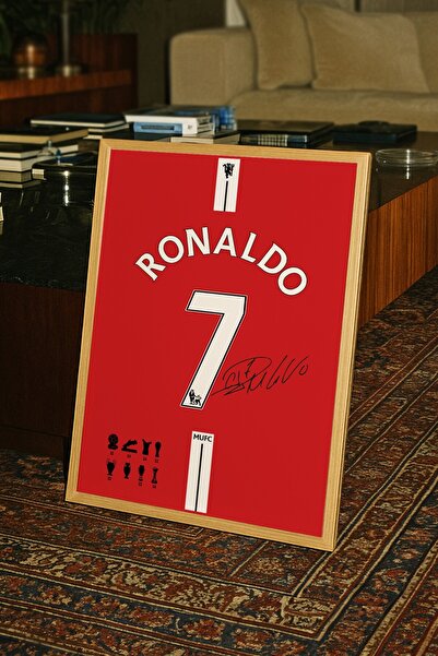 Base Concept Poster pictat cu design de tricou Ronaldo 7 ManU (încadrat)