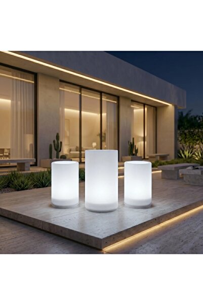 MYASEM STORE 3-Piece Set of Round Design Led Light Planting Pots for Indoor a...