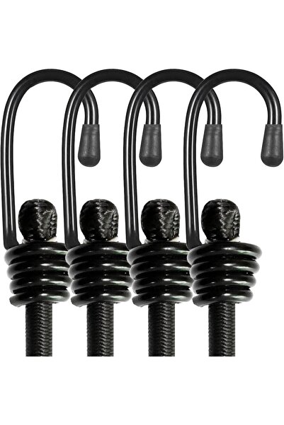 Arabest 4-Piece Bungee Cords with Hooks,Heavy Duty,Odor-Free,24-Inch,8mm Diam...