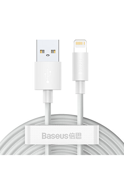 Baseus Kit Simple Wisdom, Pachet de 2 cabluri USB-A la Lightning, 1.5m, Alb