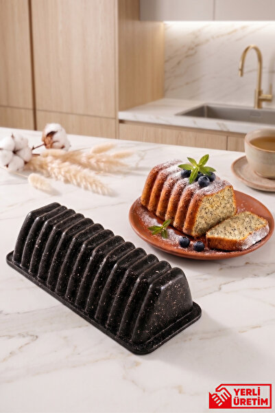 GUGGA Liva - Döküm Granit Kaplama Dilimli Baton Kek Kalıbı Siyah 32 cm
