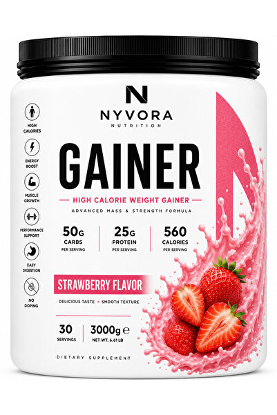 Nyvora Nutrition Nyvora Gainer – Strawberry Aromalı 3000 g