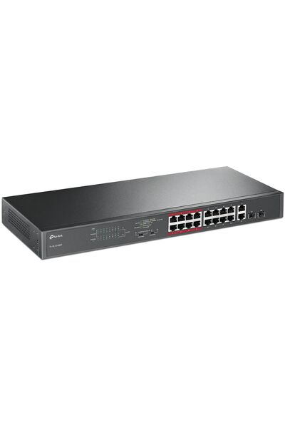 TP-LINK TL-SL1218MP Switch PoE+ cu 16 porturi, 2 Gigabit, 2 SFP, 250W, montab...