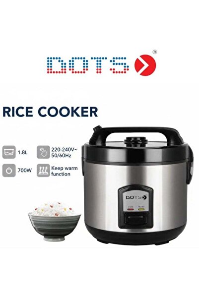 DOTS Electric Rice Cooker, 1.8 Liter Capacity, 700W, Stainless Steel, Non-Sti...
