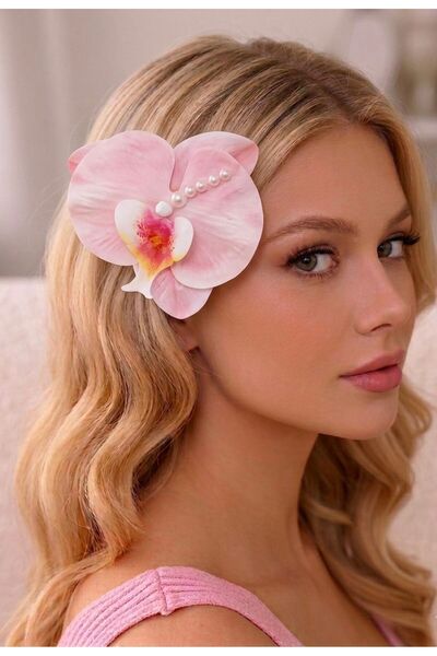 YoncaBiju Aloha Orchid Flower Pearl Detailed Pens Buckle