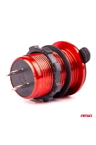 AMIO Incarcator auto AMIO, rezistent la apa cu voltometru digital 2xUSB 12/24...