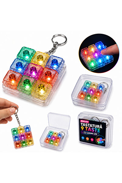 SHOP LIKE A PRO Breloc Tastatură cu 9 Taste și Lumini LED, Jucărie Interactiv...