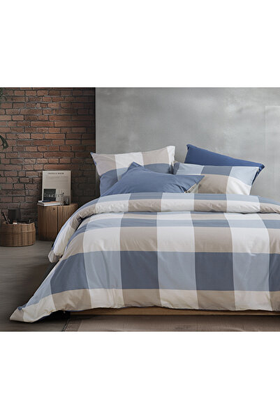 Nef Nef Homeware Καθημερινό Καρό Σετ Κλινοσκεπασμάτων Ντένιμ