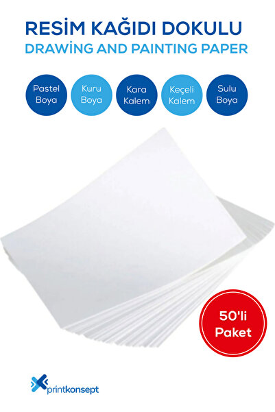 Resim Kağıdı Ince Dokulu 35 x 50 cm 120 gr 50' Li Paket
