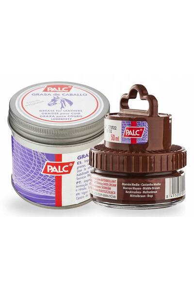 Palc Set 2 in 1, crema de pantofi maro, 50 ml, 40+35 ml, crema impermeabila p...