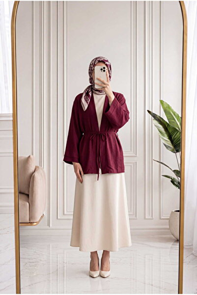 MİHRA STORE Eliza Wide Sleeve Strawberry Cardigan-As2444 Burgundy