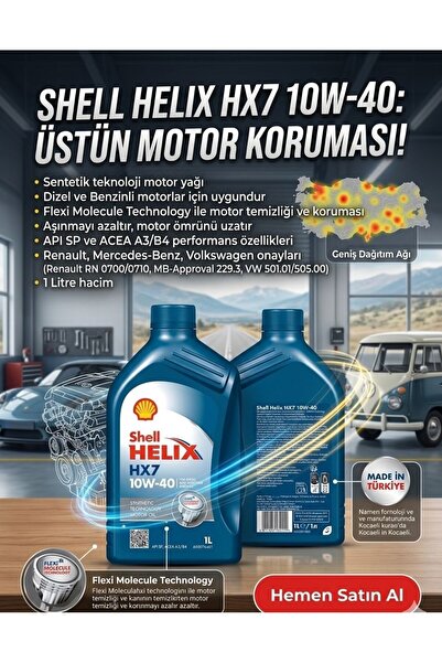 SHELL HELIX HX7 10W/40 1 LİTRE NİSAN 2026