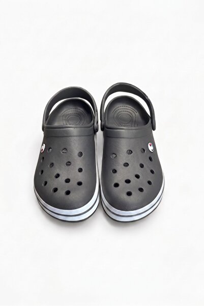 OBJE Men's Gray Perforated Non-Slip Sabo Slippers