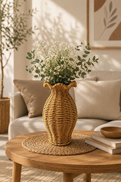 NEWNOW Vas decorativ din ratan natural Viento Touch, 23 cm