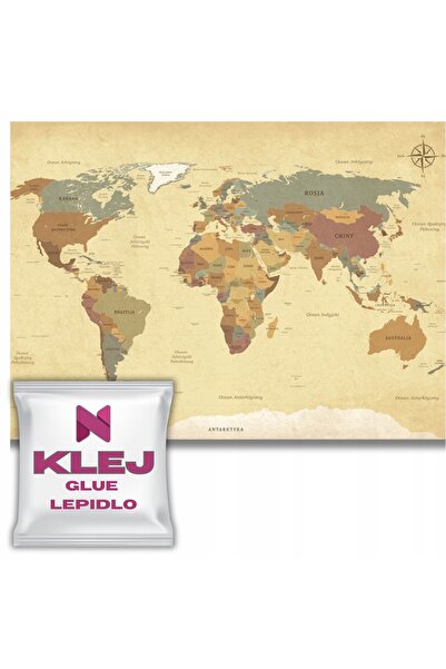 Naklejkomania Fototapet Cu Harta A Lumii, Geografie, Decoratiune Murala, 260x390