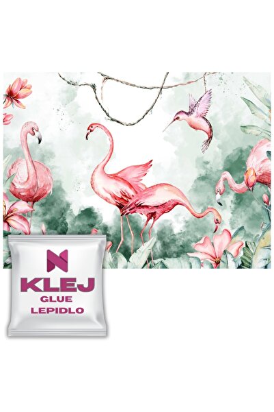 Naklejkomania Fototapet Modern Pentru Peretele Copiilor - Flamingo Roz Si Flo...