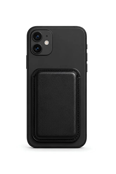 PiyasaSepeti iPhone 12 Heritage Genuine Leather Wallet Magsafe Noir Black