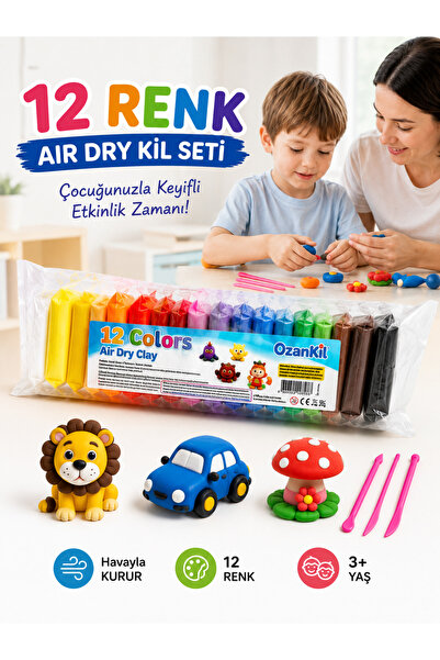 QEYFİ 12 colors air dry clay ozankil Zıplayan Havayla Kuruyan Yumuşak Kil Ken...