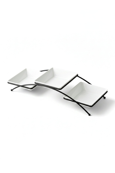 Shallow By Styli 3-Piece Square 14cm Porcelain and New Bone China Bowls with ...