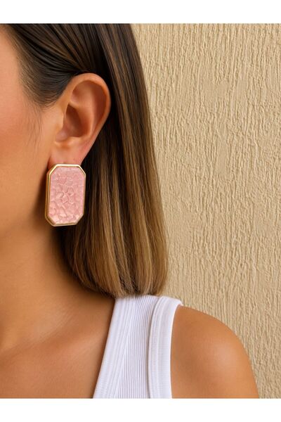 Nilsu Aksesuar Vintage Gold Detailed Mosaic Women's Earrings