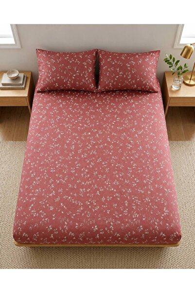 ŞENER HOME Lavinya Bumbac cu model floral dublu 30 cm. Set de cearșafuri elas...
