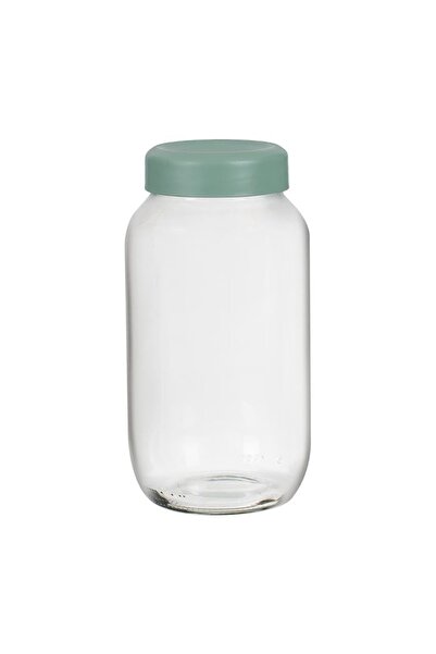 OEM Borcan de depozitare din sticlă, cu capac verde mentă, 1.5 L, practic pen...