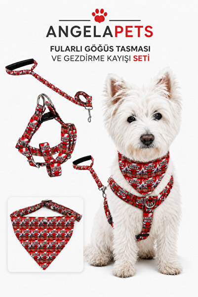 Angelapets Adjustable Scarf, Chest Harness and Travel Strap Set of 3