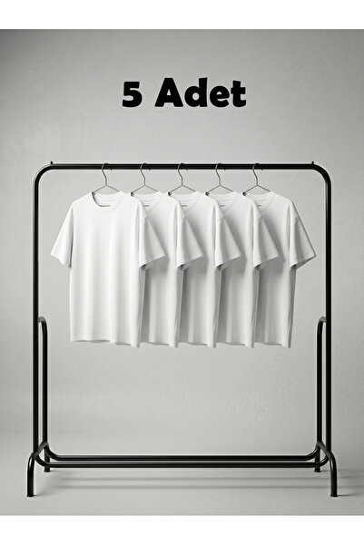 Anetos 5 Pieces of White Cotton Oversize Unisex T-Shirts