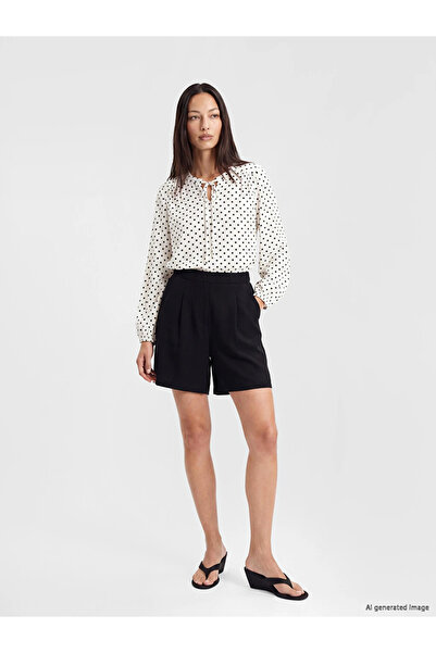 LC Waikiki Black Women's Pleated Shorts with Elastic Waist