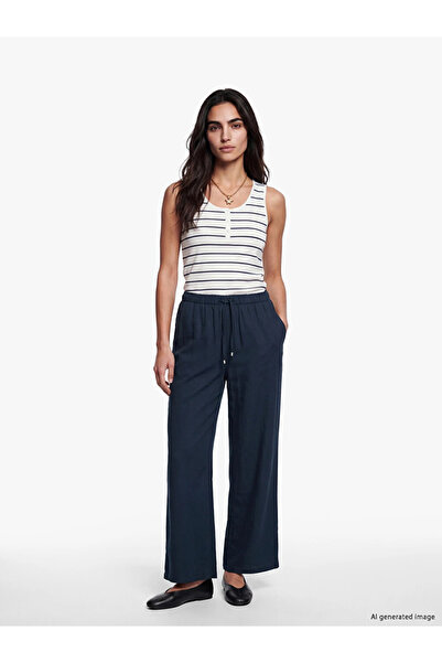 LC Waikiki Navy Blue Elastic Waist Modal Blend Women's Trousers