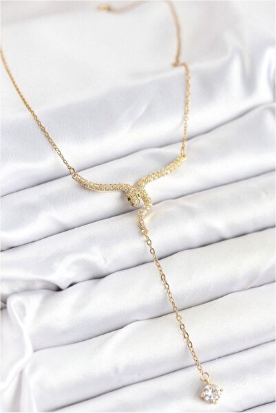 Generic Brand 316L Steel Chain Gold Color Snake Model Y Necklace
