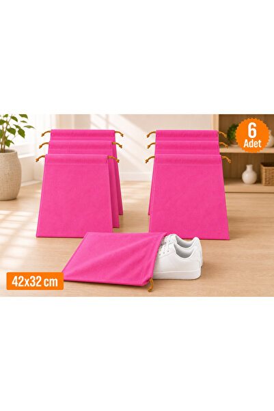 Balkan Room 6 Pieces Pink Drawstring Shoe Storage Bag Travel Pouch Multi-Purp...