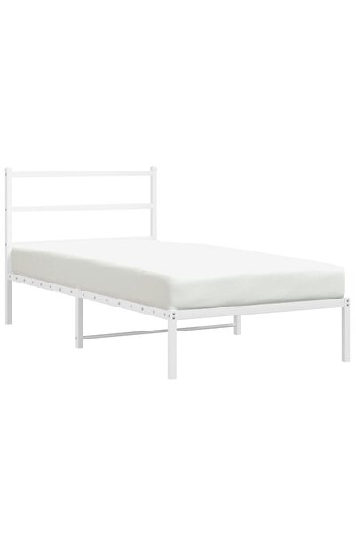 vidaxl Cadru de pat din metal cu tăblie, alb, 100x200 cm