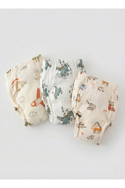 Babyqlo Muslin Dino and Vehicle Potty Training Pants Set of 3