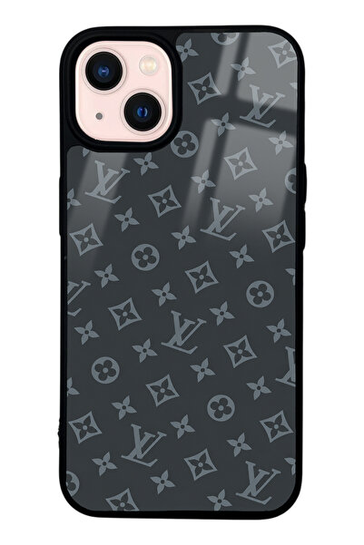 Spoyi iPhone 13 Gray LV Tasarımlı Glossy Telefon Kılıfı