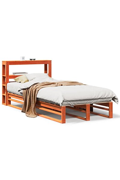 vidaxl Cadru pat fără saltea, maro ceruit, 75x190 cm, lemn masiv pin