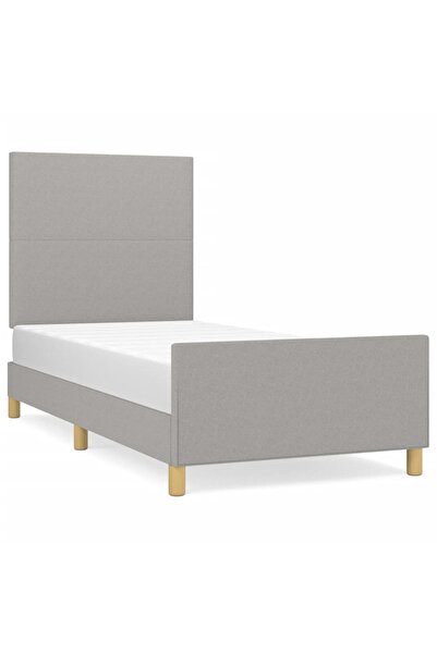 vidaxl Cadru de pat fără saltea, gri deschis, 90x200 cm, textil