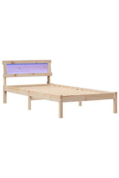 vidaxl Cadru de pat cu headboard Maro 75 x 190 cm Lemn de pin masiv