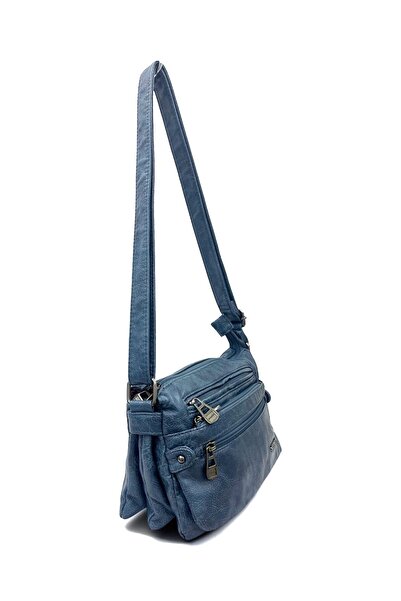 Sanmorris Multi-Compartment Washed Leather Women's Crossbody Shoulder Bag (Me...