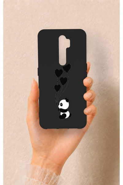 Vip Case Oppo A5 2020 Uyumlu Kalpli Panda Desenli Silikon Kılıf