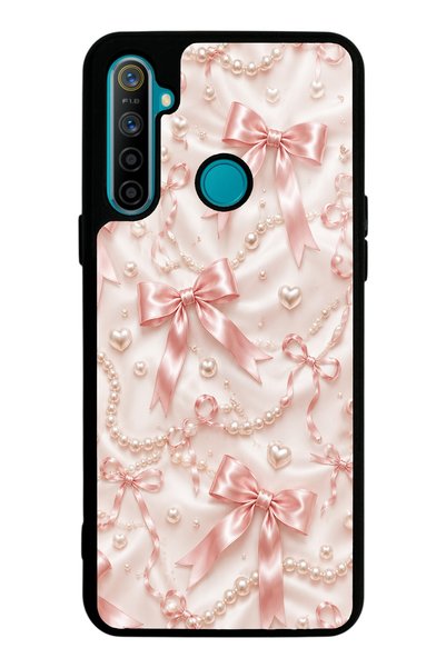 Spoyi Realme 5I Glossy Phone Case with Blush Pearl Bow Design