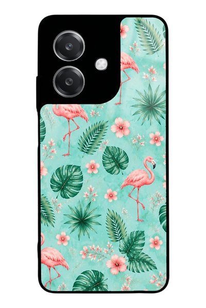 Spoyi Oppo A3 Glossy Phone Case with Tropical Flamingo Design