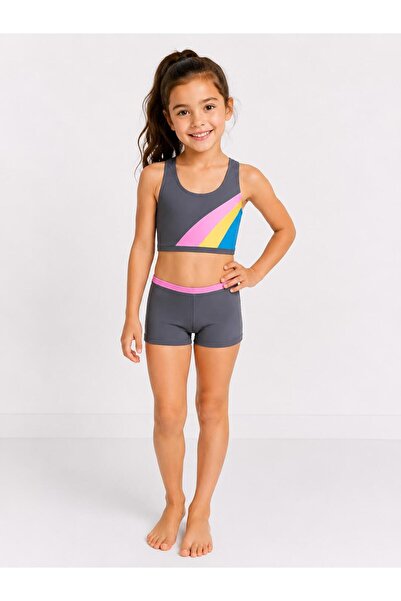 aykidsclup Girl's Two-Piece Swimsuit with Shorts-7255-A