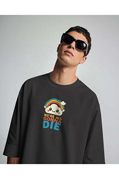 buzagi tasarım ürünleri Gonna Die Unisex Oversize Black T-Shirt