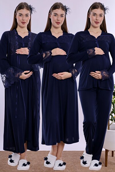ByLohusa Pregnant and Postpartum Set with Breastfeeding Features Effortt - Na...