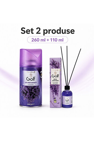 Golf Set 2 Produse pentru Camera, Spray Lavender 260 ml, Reed Lavender 110 ml...