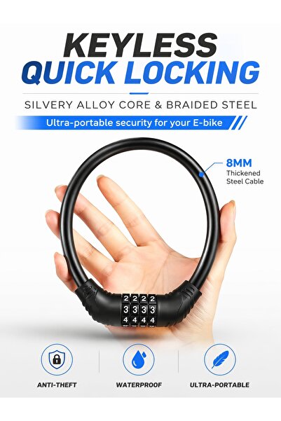 Camel Anti-Theft 4 Digit Combination Steel Ring Bike Lock, Portable Weatherpr...