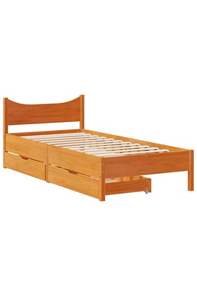 vidaxl Cadru de pat cu sertare, maro ceruit, 90x190 cm, lemn de pin